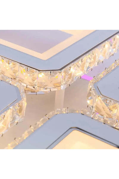 Alista Home LED chandelier with remote control and crystal LEILA 237 W, 8 Squares, Cold/Warm/Neutral light, Dimmable, White