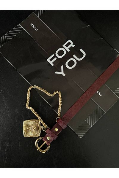 FioriModa King Chain Medallion Detailed Women's Trouser Belt, Jacket Belt, Dress Belt, Shirt Belt