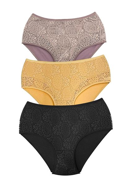 MİSSEMMA Women's Double Layered Lace Recovery 3 Pieces High Waist Panties