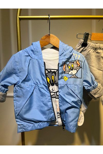 baume clothes Baby Boy Raincoat Blue 3 Piece Bottom - Top Set