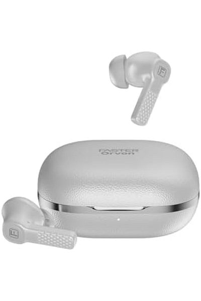 Faster Orvon In-Ear Wireless Earbuds Bluetooth 5.4 - ANC+ENC, Leather Textured LED Display Case, 25H