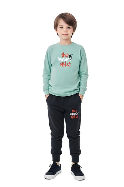 YA KO KİDS Round Neck N-Yc Printed Detail Boy's Track Suits