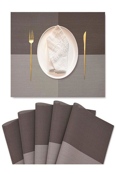 HerŞey Marketing American Service Presentation Mat 4 Pieces Grey Non-Slip Heat Resistant Stain Resistant Washable Pvc 45 X 30