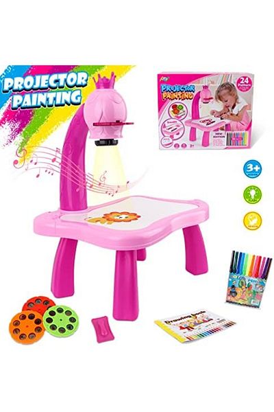 Kitty Drawing Table with Projector by Kitty, Educational Drawing Game for Kids (Pink)