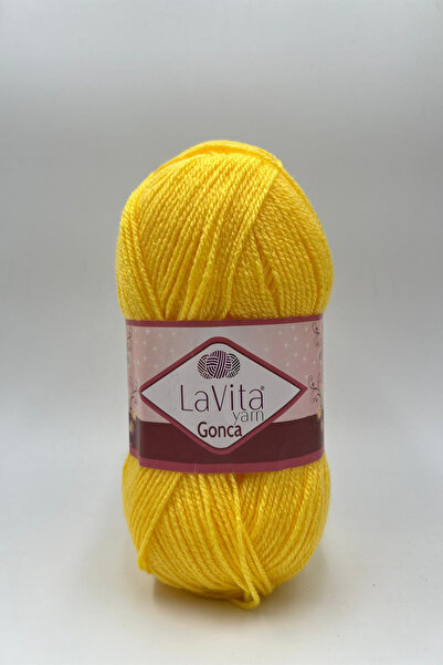 LaVita Yarn خيط غونكا محبوك يدويًا 100% أكريليك 100 جرام (2015 أصفر)