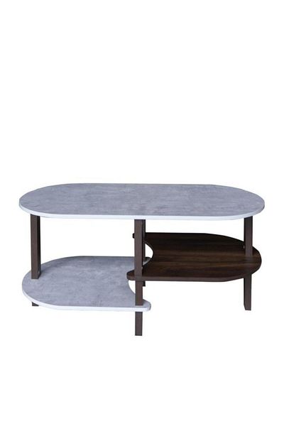 BAITY Wooden coffee table with 2 shelves, made in Malaysia, gray and brown color