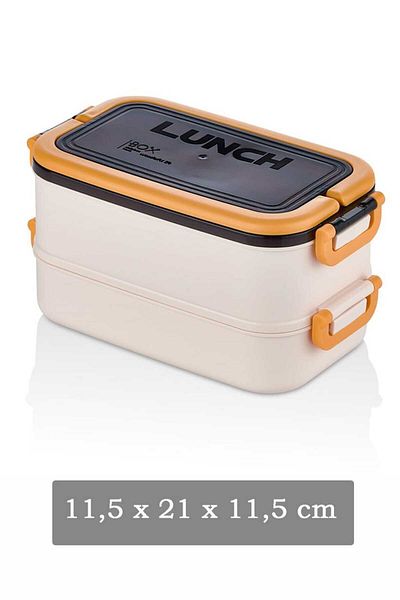 ÇEÇEN HOME 2-Layer Hard Plastic Meal Storage Container-Sefer Bowl, Lunch Box for School-Work with Fork Spoon