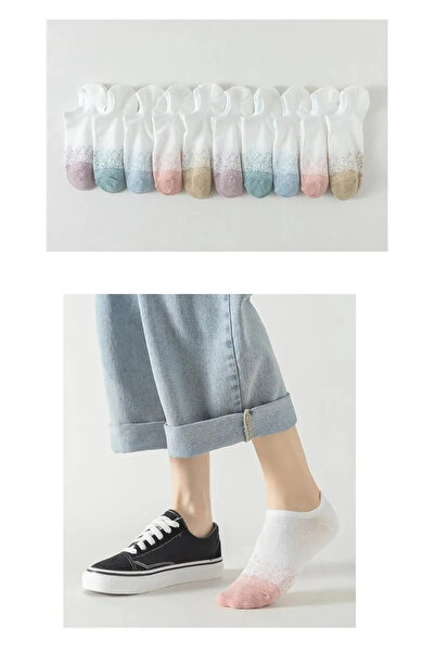 Hobins Sportswear Company 5' Pair of Women's Soft Colored Invisible Lycra and Cotton Booties, Ballerina Socks