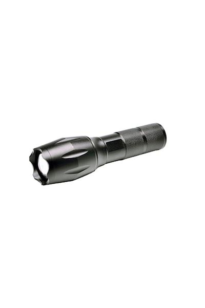 Bibilel LED zoom flashlight, 10W, 250 lm, Li-Ion 18650 battery, USB power supply, Black