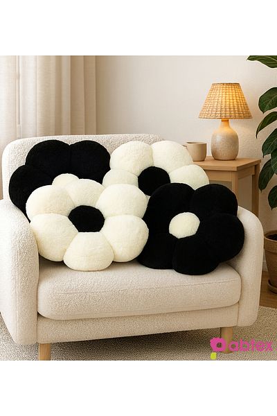 Pabtex Set of 4 Plush Flower Pillows – Soft and Decorative Design