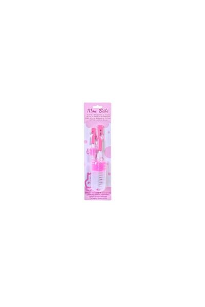 Bibilel Brush for cleaning baby bottle and teat, ergonomic handle, pink