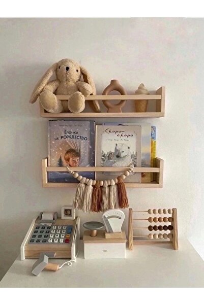 metre dizayn 2'li Montessori Kitaplık Duvar Rafı Bebek Çocuk Odası Ahşap Kitaplık 40 cm (2 ADET)