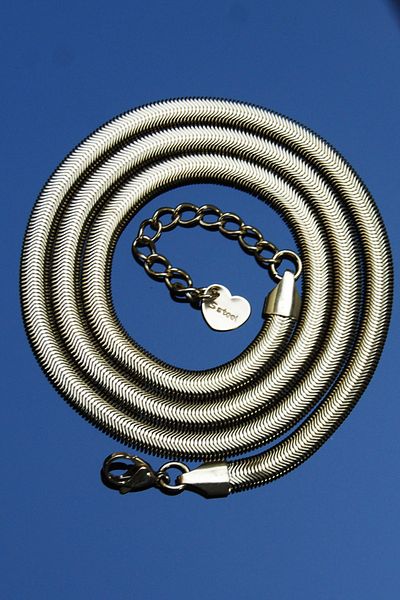 Rua Jewelry Steel Italian Flat Snake Worm Necklace 5 mm Gold Color |   Non-Blackening, Unisex, 2 Years Warranty