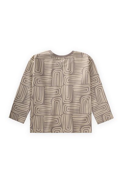 Cigit Long Sleeve Patterned T-Shirt 3-12 Years Beige