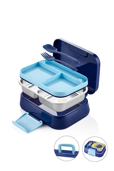 Kitchen Life Happii Vacuum 4 Compartment Stainless Steel Children's Nutrition Container - Astronaut Pattern Lunch Box