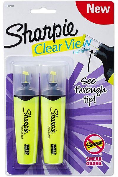 Sharpie Clear View Chisel Tip Highlighters, Yellow