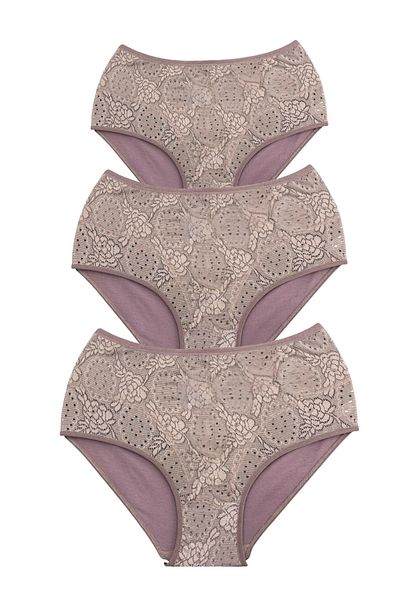 MİSSEMMA Women's Double Layered Lace Recovery 3 Pieces High Waist Panties