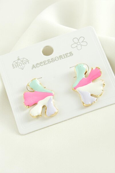 Ronanna Flower Trend Enamel Metal Earrings