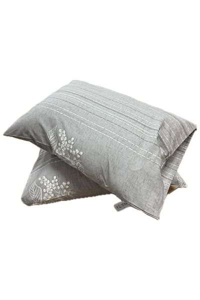 Clasy Ranforce 100% Cotton 2 Pieces Pillow Case Floral Gray
