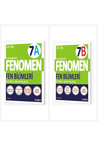 Bi bigelio 7. Sınıf Fenomen Fen Bilimleri A + B Soru Bankası Seti 2 Kitap Fenomen Yayınları