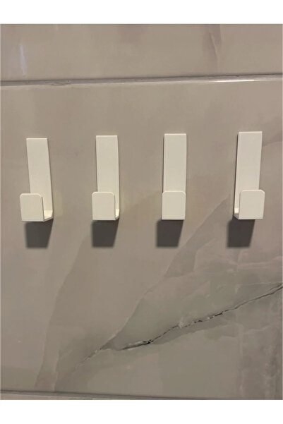 Layer Home 4lü Yapışkanlı Askılık Kapı Arkası Beyaz Bornoz Askılığı Mutfak Ba...