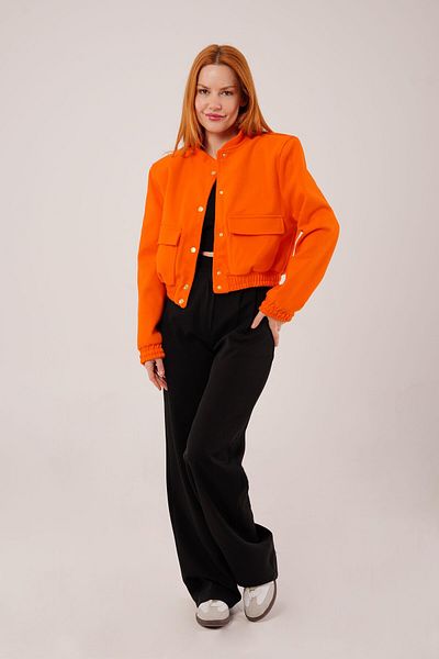 Castivo Fashion Gold Buttoned Cashmere Bomber Jacket – Beige / Fuchsia / Orange / Black / Green