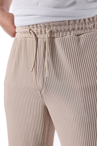 Louen lucie Loose Fit White Color Jacquard Fabric Corded Trousers