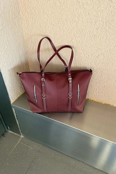 LEONAS Multi-Eye Cross Strap Waterproof Fabric Women's Hand and Shoulder Bag Lony St0007 Claret Red