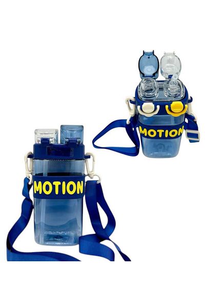 ÇEÇEN HOME Motion Written Kindergarten-Primary School Boy's Double Lid Water Bottle, Boy's Water Bottle-Bottle