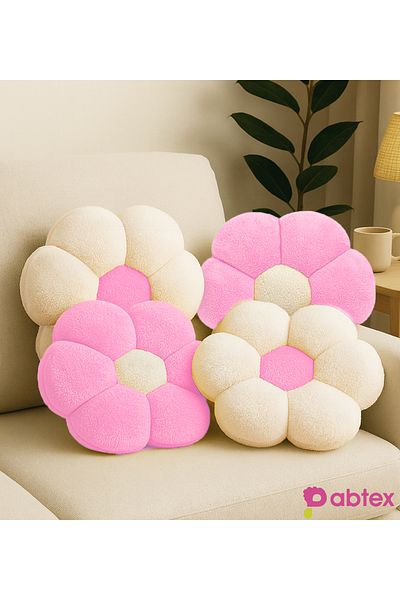 Pabtex Set of 4 Plush Flower Pillows – Soft and Decorative Design