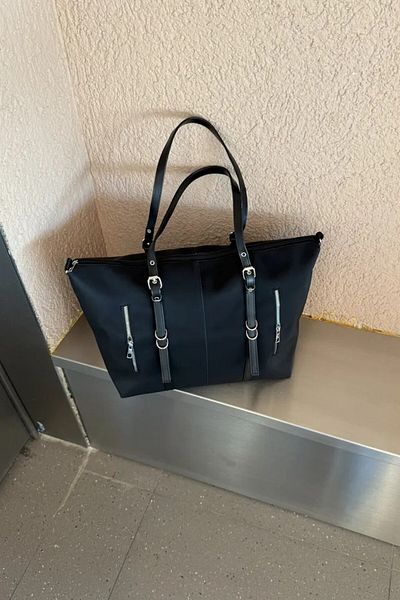 LEONAS Multi-Eye Cross Strap Waterproof Fabric Women's Hand and Shoulder Bag Lony St0007 Black