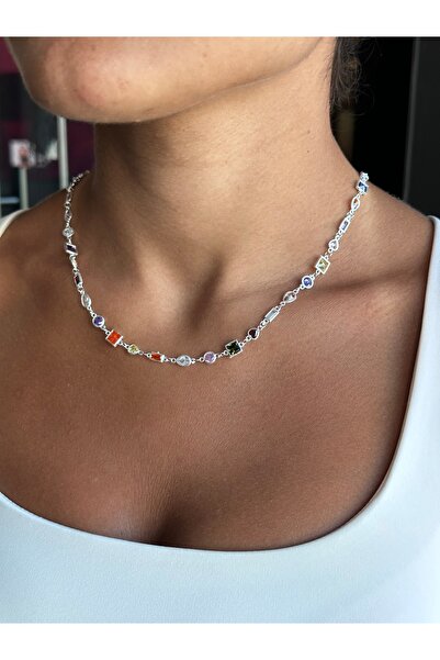 ARGENTAJEW 925 AYAR GÜMÜŞ RENKLİ TAŞLI KOLYE