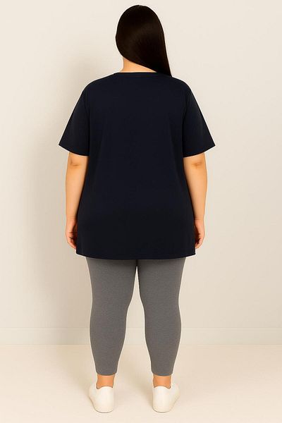Koza Butik Women's Plus Size Short Sleeve Crew Neck Basic Oversize T-Shirt 1977-25
