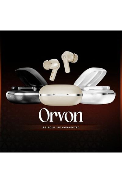 Faster Orvon In-Ear Wireless Earbuds Bluetooth 5.4 - ANC+ENC, Leather Textured LED Display Case, 25H