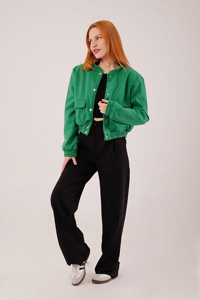 Castivo Fashion Gold Buttoned Cashmere Bomber Jacket – Beige / Fuchsia / Orange / Black / Green