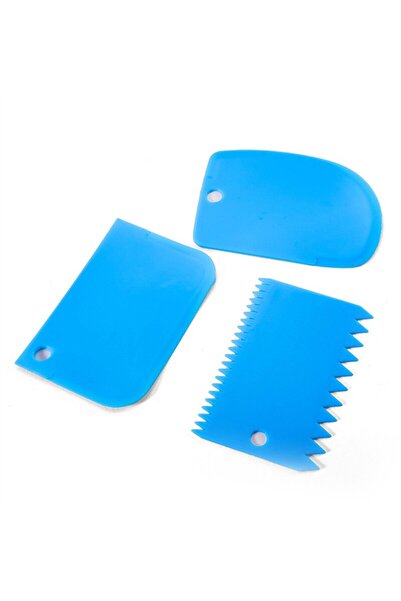 Bibilel Set de raclete pentru decorarea prajiturilor, 3 bucati, plastic, Albastru