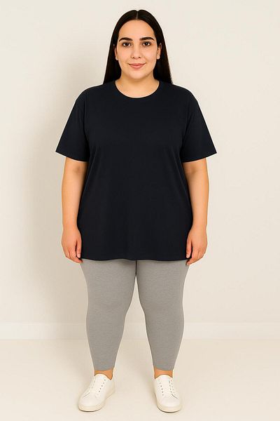 Koza Butik Women's Plus Size Short Sleeve Crew Neck Basic Oversize T-Shirt 1977-25