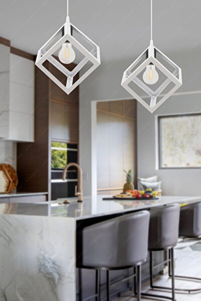 LUMINZO Luiza 2 Adet Beyaz 24 Cm Modern Avize Sarkıt Salon Mutfak Kuaför Cafe...