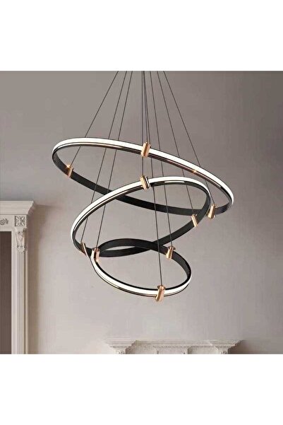 LightPlanet Lustra LED Negru, 3 cercuri 40cm+60cm+80cm telecomandă WiFi 2.4G, 3 lumini dimabilă