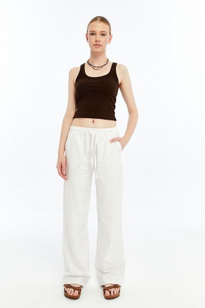 aziso Women's Linen Loose Cut Trousers