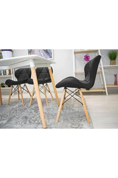 Artool Sada 4 scaune stil scandinav, Artool, Lago, piele ecologica, lemn, negru