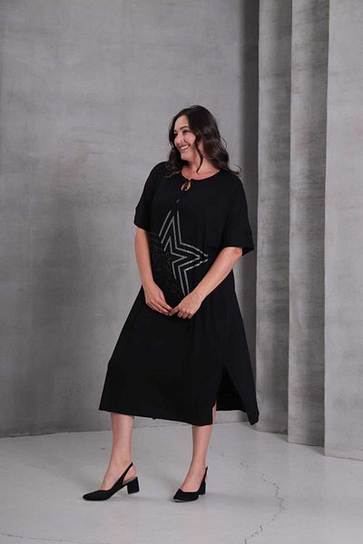 Esina Viscose Oversize Dress with Stone Detail
