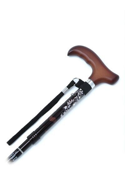 Kifidis 606SAW Taşlı Katlanır Baston 9032-4 Siyah Desenli