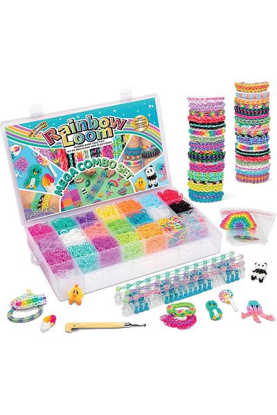 TOYFEST Rainbow Loom Mega Combo Set – 7,456 Pieces Colorful Rubber Bracelet Making Kit