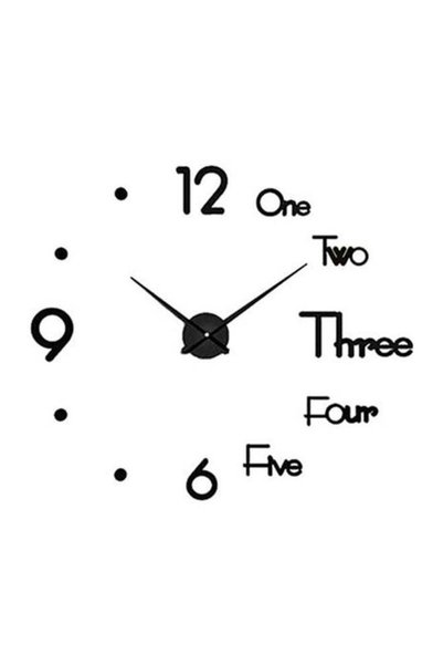 Generic Frameless Modern 3D Wall Clock With Mirror Sticker Black