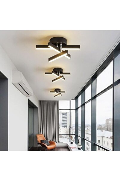 LightPlanet Plafoniera LED Negru Moderna 24W, 3 Tipuri De Lumina