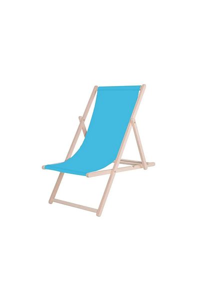 Springos Garden Deck Chair, Springos, Wood, Adjustable, Foldable, Blue, 58 x 124 cm