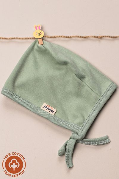 Miniel Unisex Baby Combed Organic Cotton Double Layer New Born Tie-Up Lora Baby Hat