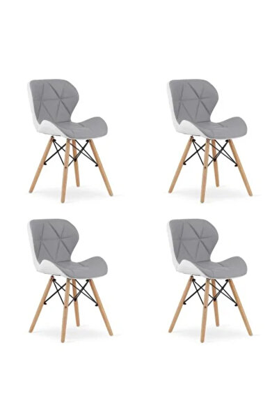 Artool Sada 4 scaune stil scandinav, Artool, Lago, piele ecologica, lemn, gri si alb