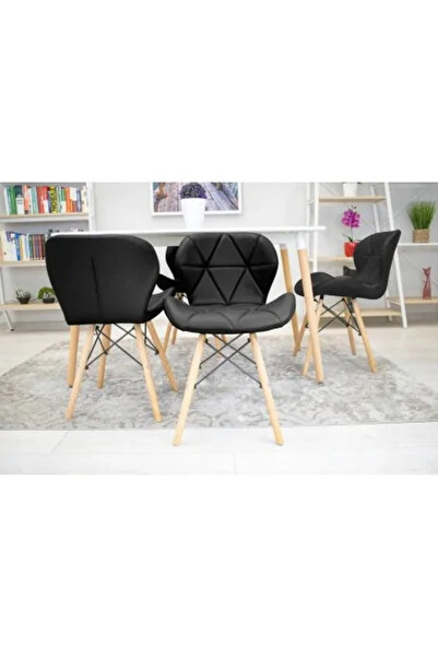 Artool Sada 4 scaune stil scandinav, Artool, Lago, piele ecologica, lemn, negru